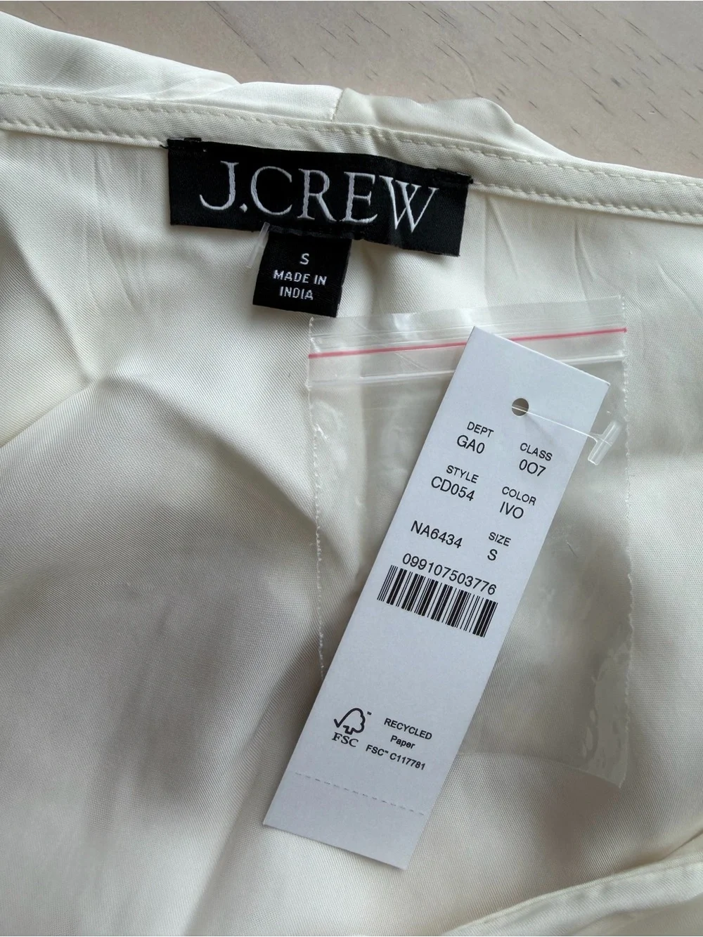 J. Crew Goldie Satin Ivory Top